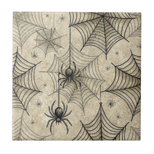 Padrão de Halloween de Aranhas e Teias Vintage
