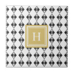 Padrão de harlequim preto-branco monograma<br><div class="desc">Padrão de harlequim preto-branco monograma</div>