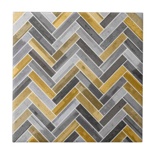 Padrão de Herringbone em Cinzas e Amarelo
