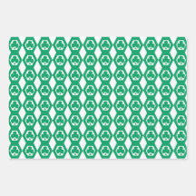 Padrão de Hexágono Branco Verde Trevo
