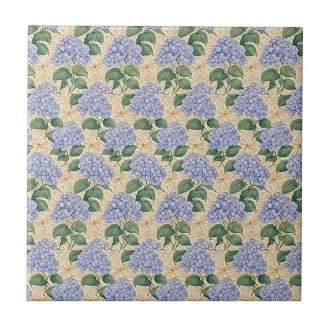 Padrão de Hortênsia Art Nouveau com Libélulas (Frente)