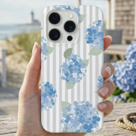 Padrão de Hortênsia Azul Elegante Faixa Cinza
