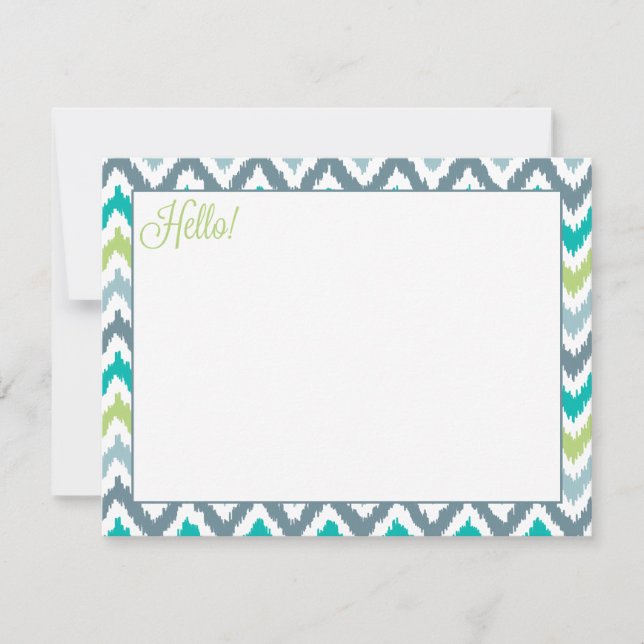 Padrão de Ikat Tribal Zigzag Verde-Teal cinza (Frente)