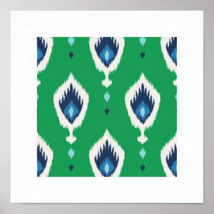 padrão de ikat verde-azul-chic, tribal impressão