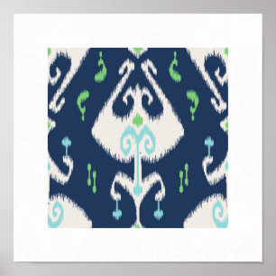 padrão de ikat verde-azul-chic, tribal impressão