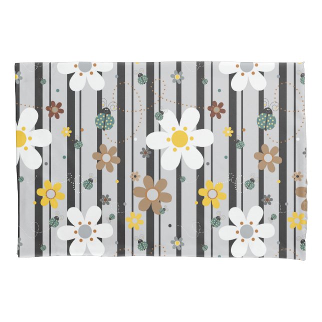 Padrão de Ilustração de Flor Retro de Ladybug (Frente)