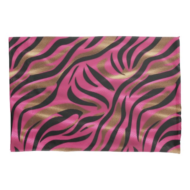 Padrão de Impressão Animal Dourado de Zebra Rosa P (Frente)