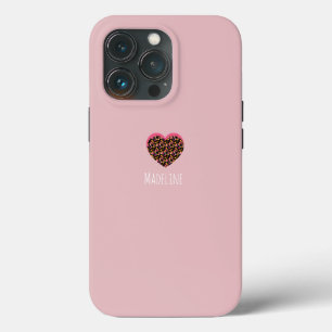 Padrão de Impressão Animal Rosa Coração Simples