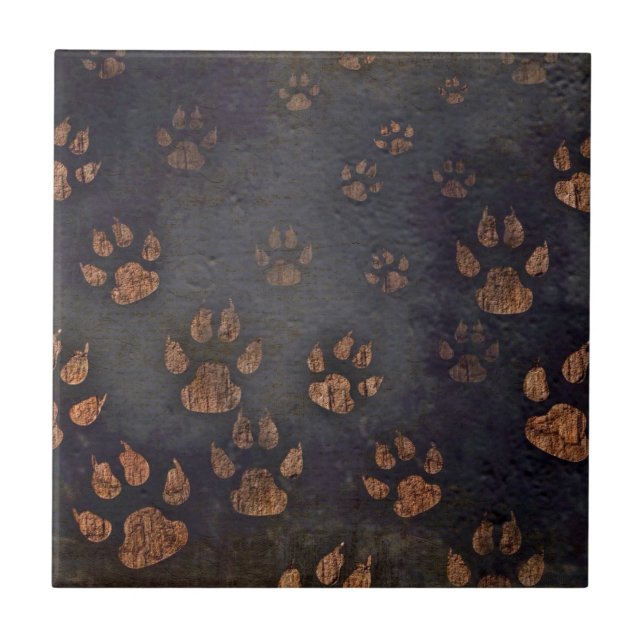 Padrão de Impressão de Pet Paw Rustic de Preto Esc (Frente)