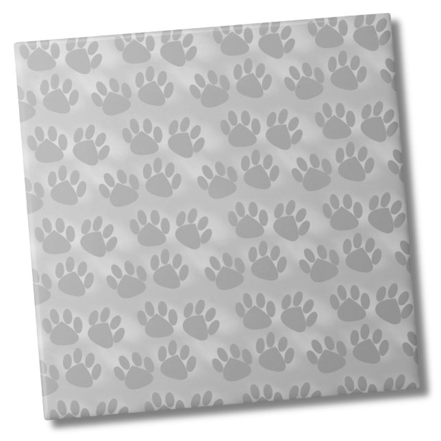 Padrão de impressão de via simples (Light Gray Paw Prints Pattern Ceramic Tile)
