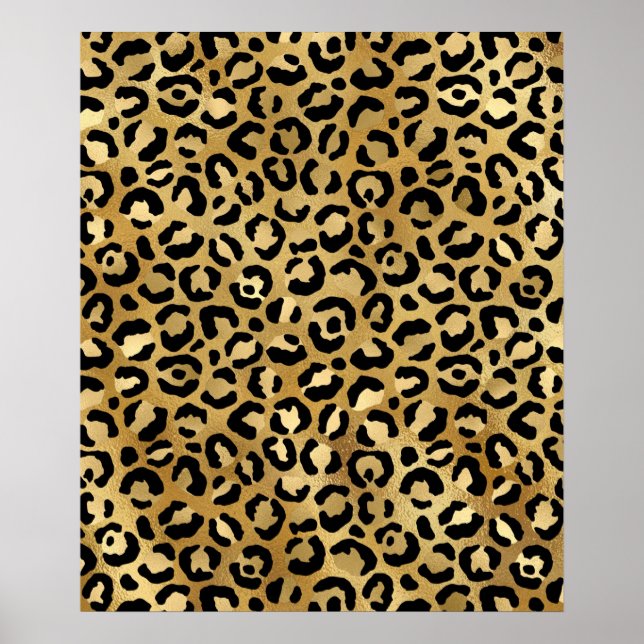 Padrão de impressão do leopardo em Dourado e preto (Frente)