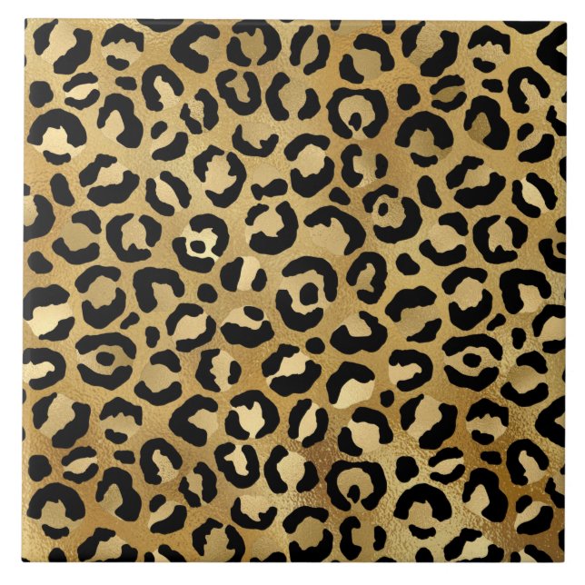 Padrão de impressão do leopardo em Dourado e preto (Frente)