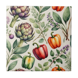 Padrão de Jardim de Legumes em Aquarela
