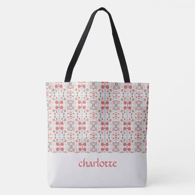 Padrão de Jardim Moderno Monograma Tote Bag (Frente)
