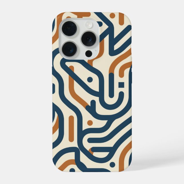 Padrão de Labirinto Geométrico Laranja Queimado da (Verso)