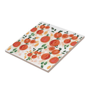 Padrão de Laranja Tropical e Folhas