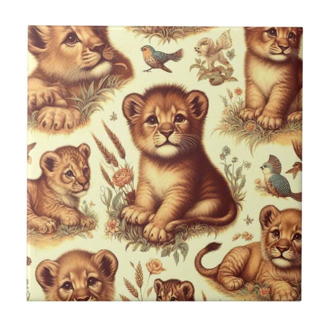 Padrão de Leão de Bebê Cute Vintage (Frente)