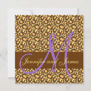 Padrão de Leopard do Monograma Roxo de Convite pa