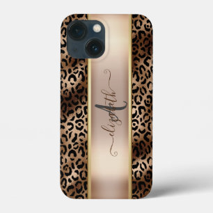 Padrão de Leopardo Bronze Preto Monograma