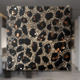 Padrão de Leopardo Dourado Preto Marrom Brilho Lux