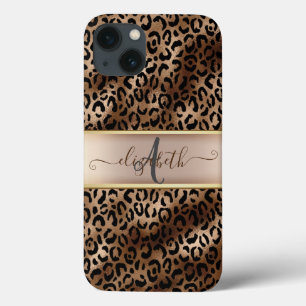 Padrão de Leopardo Preto Bronze Monograma
