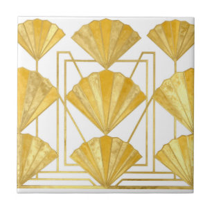 Padrão de Leque Art Déco Dourado