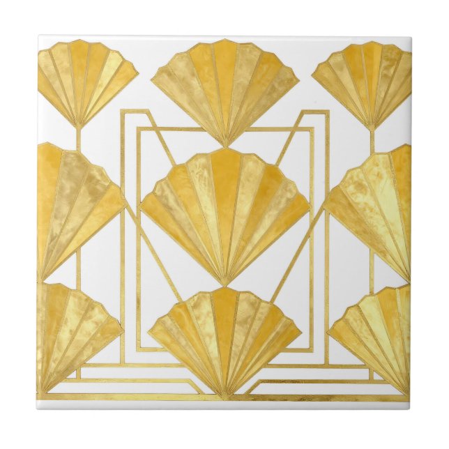 Padrão de Leque Art Déco Dourado (Frente)