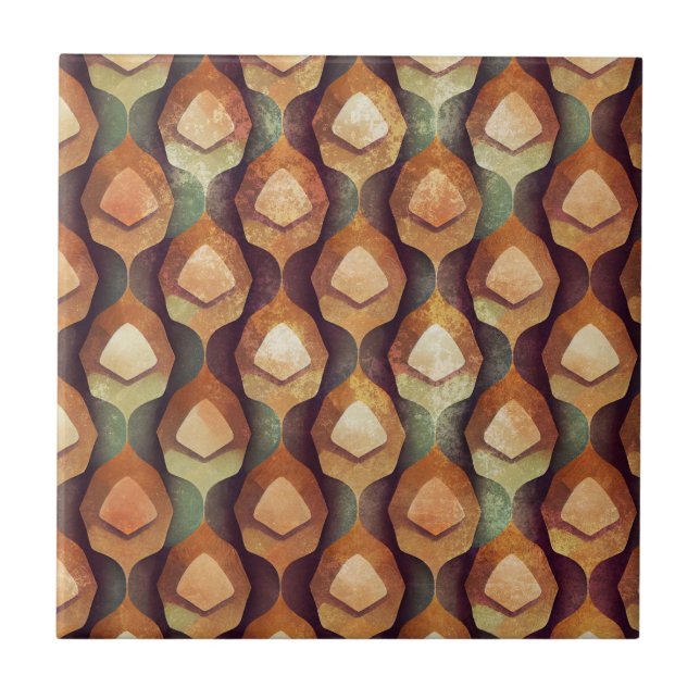 Padrão de leque Art Déco dourado e azul-turquesa d (Frente)