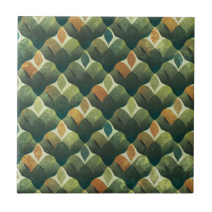 Padrão de Leque Art Déco em Verde Terroso (1)