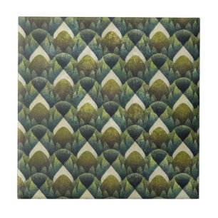 Padrão de Leque Art Déco Verde Terroso (5)