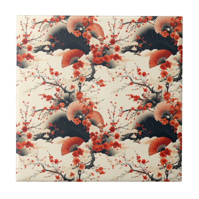 Padrão de Leque de Flor de Cerejeira Japonesa (7) (Frente)