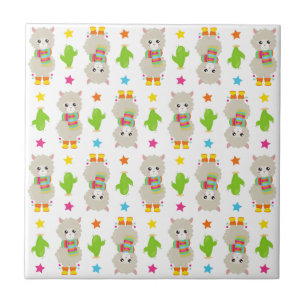 Padrão De Lhamas, Lhamas Cutas, Alpacas, Cactus