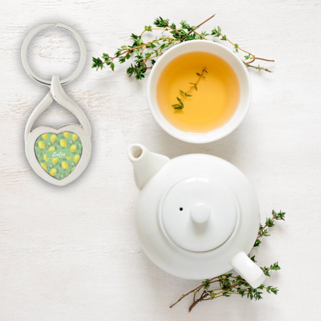 Padrão de limão de aquarela verde Chaveiro de meta (Criador carregado)