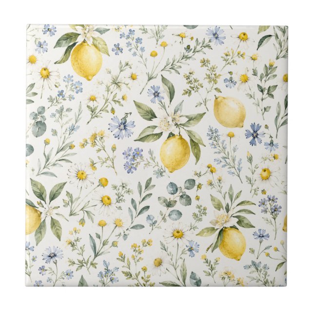 Padrão de limão e flores silvestres no estilo fran (Frente)