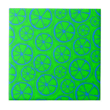 Padrão de Limão Limão Azul com Fundo Verde Neon