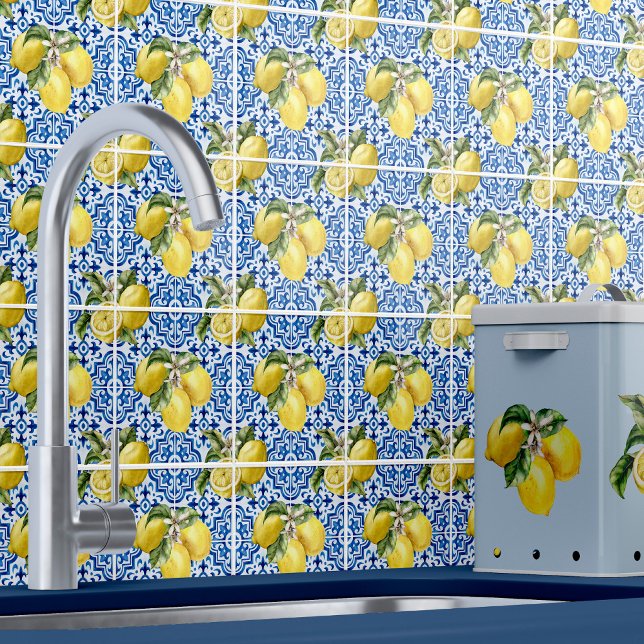 Padrão de Limão Mediterrâneo Branco Azul (Criador carregado)