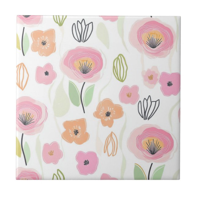 Padrão de Linha Floral Abstrata Moderna (2) (Frente)