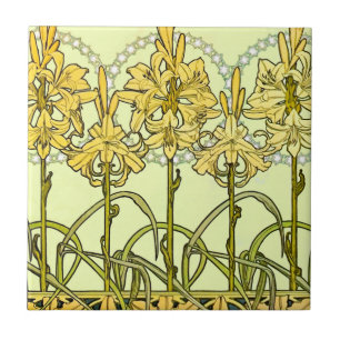 Padrão de Lírio Art Nouveau de Alphonse Mucha Anti