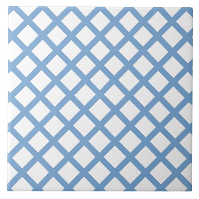 Padrão de Listra de Diamante Arlequim Branco Azul (Frente)