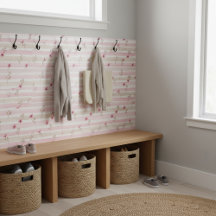 Padrão de Listra Floral em Aquarela Rosa