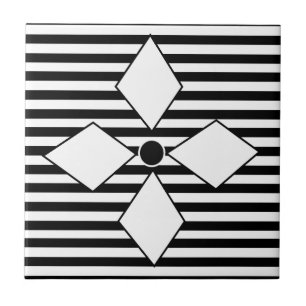 Padrão de Listras Geométricas Diamante Preto Branc