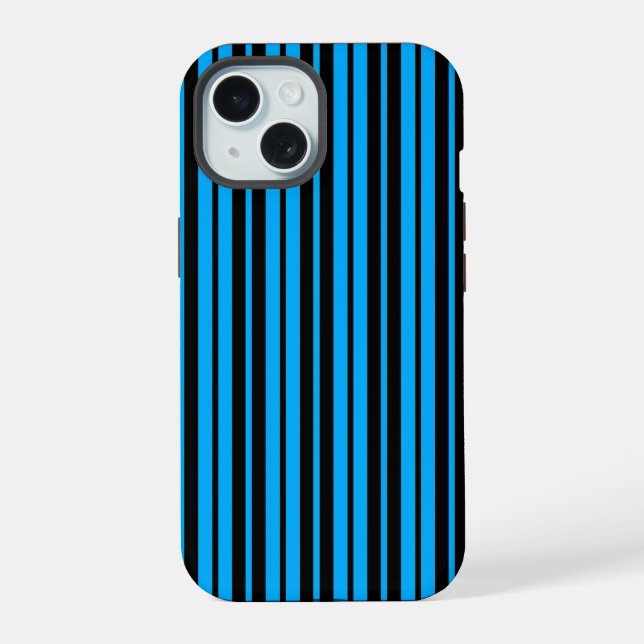 Padrão de Listras Verticais Preto Azul (Verso)