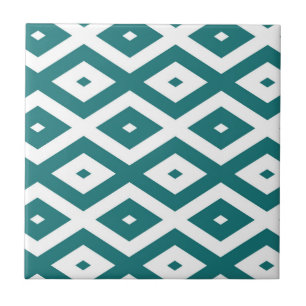 Padrão de losango branco e teal
