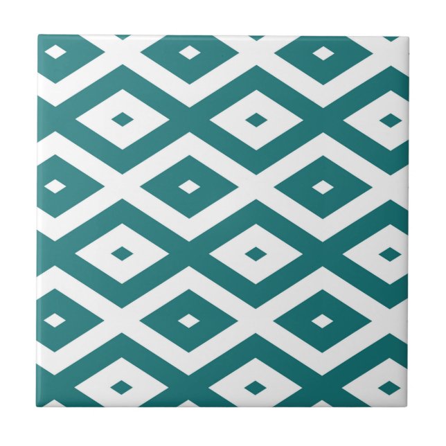 Padrão de losango branco e teal (Frente)