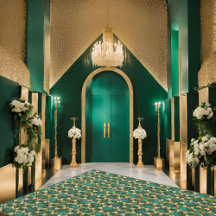 Padrão de Luxe Diamante Emerald Dourado Rug 12x9 I