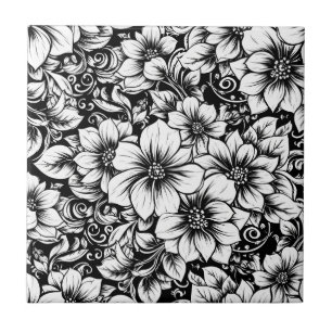 Padrão de Luxo Floral Monocromático Chic (1)