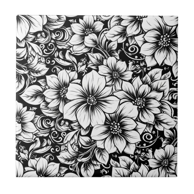 Padrão de Luxo Floral Monocromático Chic (1) (Frente)