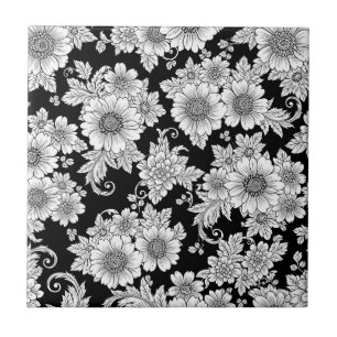Padrão de Luxo Floral Monocromático Chic (2)
