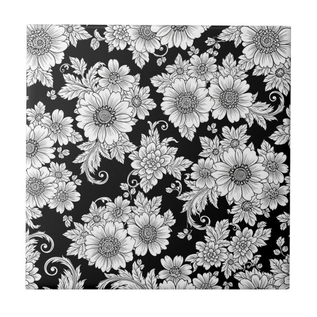 Padrão de Luxo Floral Monocromático Chic (2) (Frente)