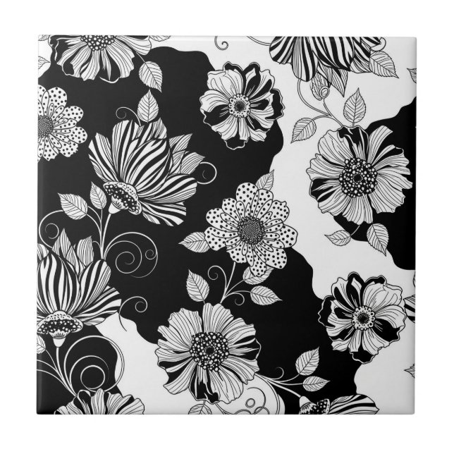 Padrão de Luxo Floral Monocromático Chic (4) (Frente)